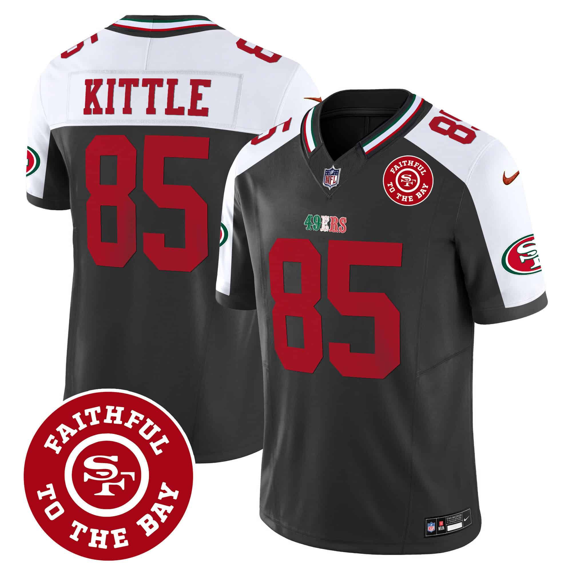 Men San Francisco 49ers 85 Kittle Black 2024 Nike Mexico Faithful To The Bay Patch Vapor NFL Jersey style 1